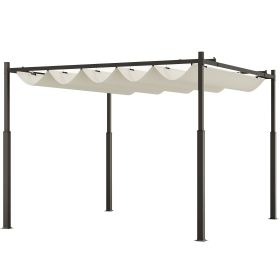 Outsunny 10' x 10' Retractable Pergola Canopy with Magnetic Fixture, UPF30+ Outdoor Pergola, Cream White