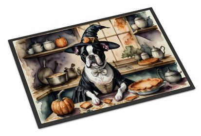 NEW Boston Terrier Fall Kitchen Pumpkins Doormat Front Door Mat Indoor Outdoor Rugs for Entryway, Non Slip Washable Low Pile, 18H X 27W