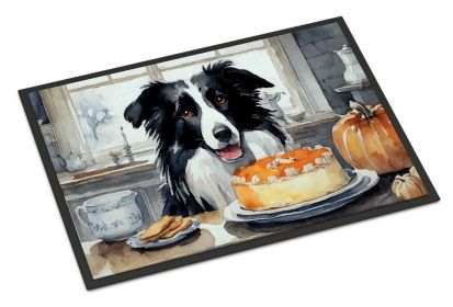 NEW Border Collie Fall Kitchen Pumpkins Doormat Front Door Mat Indoor Outdoor Rugs for Entryway, Non Slip Washable Low Pile, 18H X 27W