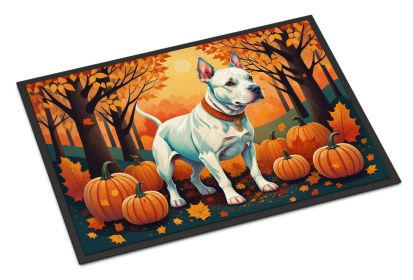 NEW White Pit Bull Terrier Fall Doormat Front Door Mat Indoor Outdoor Rugs for Entryway, Non Slip Washable Low Pile, 18H X 27W