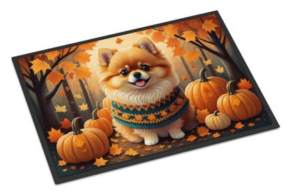 NEW Pomeranian Fall Doormat Front Door Mat Indoor Outdoor Rugs for Entryway, Non Slip Washable Low Pile, 18H X 27W
