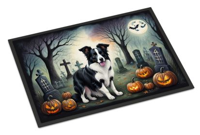 NEW Border Collie Spooky Halloween Doormat Front Door Mat Indoor Outdoor Rugs for Entryway, Non Slip Washable Low Pile, 18H X 27W