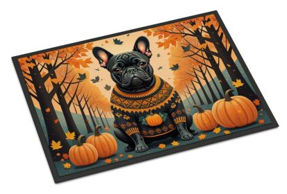 NEW Black French Bulldog Fall Doormat Front Door Mat Indoor Outdoor Rugs for Entryway, Non Slip Washable Low Pile, 18H X 27W