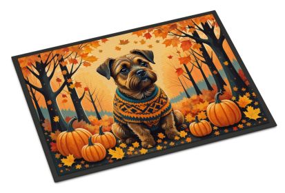 NEW Border Terrier Fall Doormat Front Door Mat Indoor Outdoor Rugs for Entryway, Non Slip Washable Low Pile, 18H X 27W