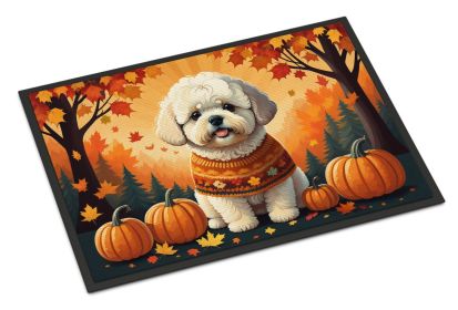 NEW Bichon Frise Fall Doormat Front Door Mat Indoor Outdoor Rugs for Entryway, Non Slip Washable Low Pile, 18H X 27W