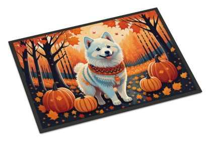 NEW American Eskimo Fall Doormat Front Door Mat Indoor Outdoor Rugs for Entryway, Non Slip Washable Low Pile, 18H X 27W