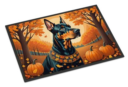 NEW Doberman Pinscher Fall Doormat Front Door Mat Indoor Outdoor Rugs for Entryway, Non Slip Washable Low Pile, 18H X 27W