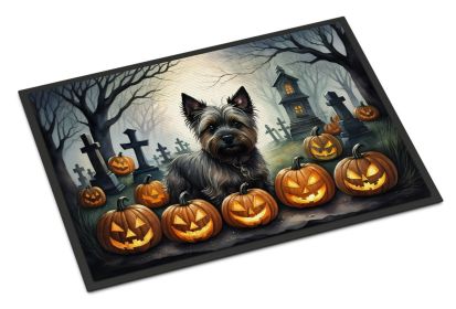NEW Cairn Terrier Spooky Halloween Doormat Front Door Mat Indoor Outdoor Rugs for Entryway, Non Slip Washable Low Pile, 18H X 27W