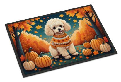 NEW Poodle Fall Doormat Front Door Mat Indoor Outdoor Rugs for Entryway, Non Slip Washable Low Pile, 18H X 27W