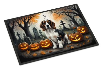 NEW Welsh Springer Spaniel Spooky Halloween Doormat Front Door Mat Indoor Outdoor Rugs for Entryway, Non Slip Washable Low Pile, 18H X 27W