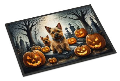 NEW Norwich Terrier Spooky Halloween Doormat Front Door Mat Indoor Outdoor Rugs for Entryway, Non Slip Washable Low Pile, 18H X 27W