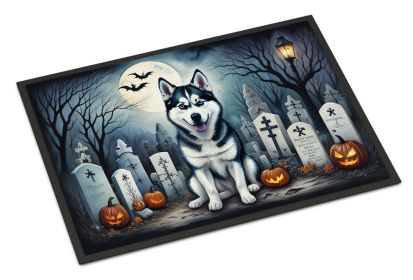 NEW Siberian Husky Spooky Halloween Doormat Front Door Mat Indoor Outdoor Rugs for Entryway, Non Slip Washable Low Pile, 18H X 27W