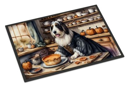 NEW Bearded Collie Fall Kitchen Pumpkins Doormat Front Door Mat Indoor Outdoor Rugs for Entryway, Non Slip Washable Low Pile, 18H X 27W