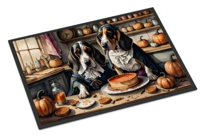NEW Basset Hound Fall Kitchen Pumpkins Doormat Front Door Mat Indoor Outdoor Rugs for Entryway, Non Slip Washable Low Pile, 18H X 27W