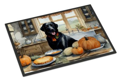 NEW Black Lab Fall Kitchen Pumpkins Doormat Front Door Mat Indoor Outdoor Rugs for Entryway, Non Slip Washable Low Pile, 18H X 27W