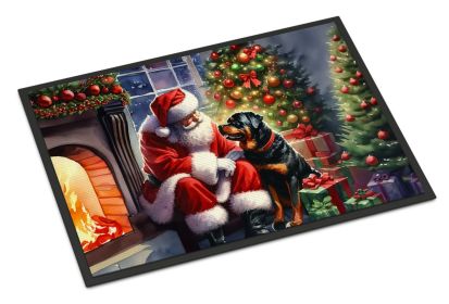 NEW Rottweiler and Santa Claus Doormat Front Door Mat Indoor Outdoor Rugs for Entryway, Non Slip Washable Low Pile, 18H X 27W