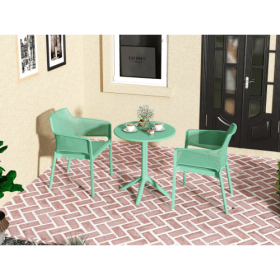 3 Piece Plastic Arm Chair Bistro GRS Premium Ocean Plastic, Green (Option: Army Green)