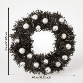 1 Piece Of 24-inch Black-themed Garland With Silver Ball Accessories And Christmas Letters (Option: 24in)
