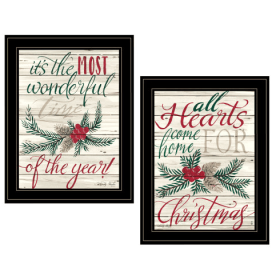 All Hearts Come Home For Christmas2-Piece Vignette By Artisan Cindy Jacobs, Ready To Hang Framed (Option: Multicolor)