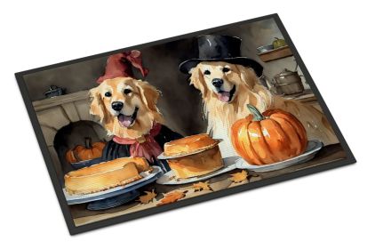 NEW Golden Retriever Fall Kitchen Pumpkins Doormat Front Door Mat Indoor Outdoor Rugs for Entryway, Non Slip Washable Low Pile, 18H X 27W (Default: Default)