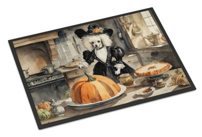 NEW Poodle Fall Kitchen Pumpkins Doormat Front Door Mat Indoor Outdoor Rugs for Entryway, Non Slip Washable Low Pile, 18H X 27W (Default: Default)