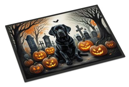 NEW Black Labrador Retriever Spooky Halloween Doormat Front Door Mat Indoor Outdoor Rugs for Entryway, Non Slip Washable Low Pile, 18H X 27W (Default: Default)