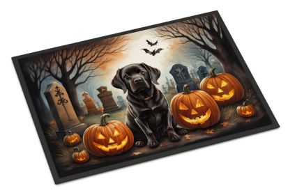 NEW Chocolate Labrador Retriever Spooky Halloween Doormat Front Door Mat Indoor Outdoor Rugs for Entryway, Non Slip Washable Low Pile, 18H X 27W (Default: Default)