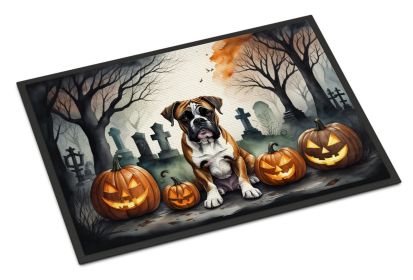 NEW Boxer Spooky Halloween Doormat Front Door Mat Indoor Outdoor Rugs for Entryway, Non Slip Washable Low Pile, 18H X 27W (Default: Default)