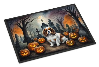 NEW Cavalier Spaniel Spooky Halloween Doormat Front Door Mat Indoor Outdoor Rugs for Entryway, Non Slip Washable Low Pile, 18H X 27W (Default: Default)