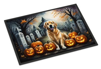 NEW Golden Retriever Spooky Halloween Doormat Front Door Mat Indoor Outdoor Rugs for Entryway, Non Slip Washable Low Pile, 18H X 27W (Default: Default)
