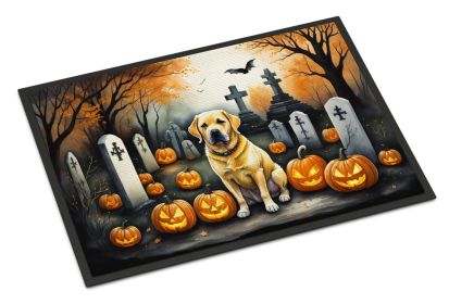 NEW Yellow Labrador Retriever Spooky Halloween Doormat Front Door Mat Indoor Outdoor Rugs for Entryway, Non Slip Washable Low Pile, 18H X 27W (Default: Default)