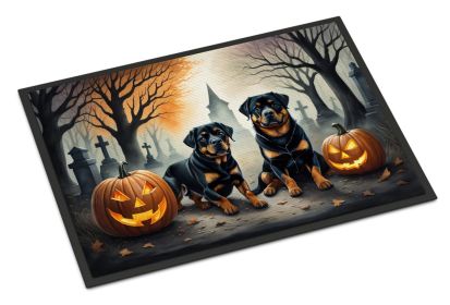 NEW Rottweiler Spooky Halloween Doormat Front Door Mat Indoor Outdoor Rugs for Entryway, Non Slip Washable Low Pile, 18H X 27W (Default: Default)