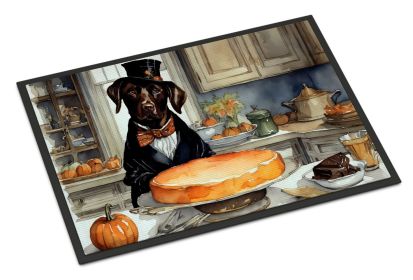 NEW Chocolate Lab Fall Kitchen Pumpkins Doormat Front Door Mat Indoor Outdoor Rugs for Entryway, Non Slip Washable Low Pile, 18H X 27W (Default: Default)