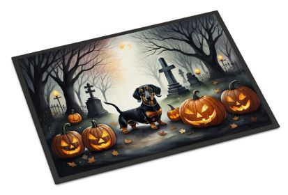 NEW Dachshund Spooky Halloween Doormat Front Door Mat Indoor Outdoor Rugs for Entryway, Non Slip Washable Low Pile, 18H X 27W (Default: Default)