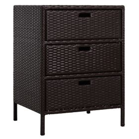 32  Poolside Rattan Wicker Patio Organizer Storage Cabinet With 3 Large Drawers  Weather Fighting Materials (Color: Black)